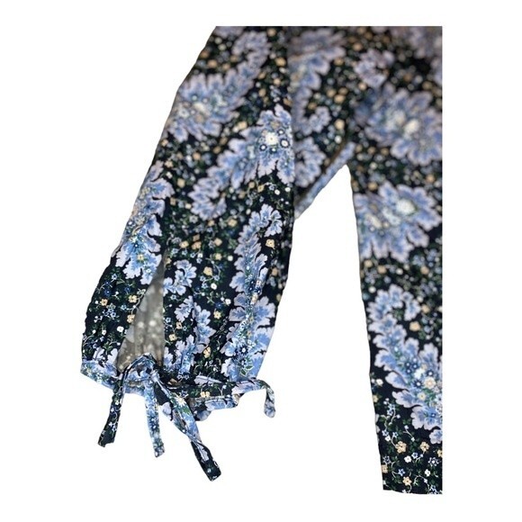 J Crew Collection Ratti Paisley Button Front Tie Sleeve Blouse Blue Size Medium - Picture 10 of 15